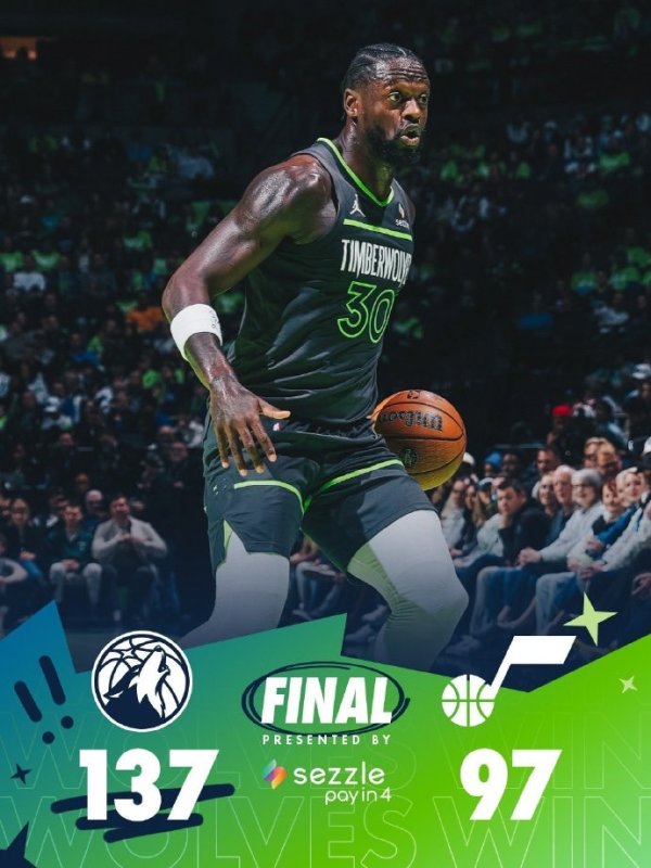 升富配资 创队史最快三双！兰德尔19+10+12，华子三节37分5板，森林狼40分狂胜